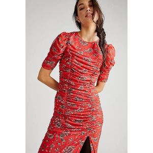 Free People Red Floral Midi Dress